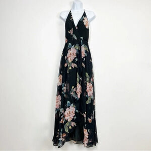 Jenny Yoo Collection Gown Womens 2 Black Floral Maxi High Low